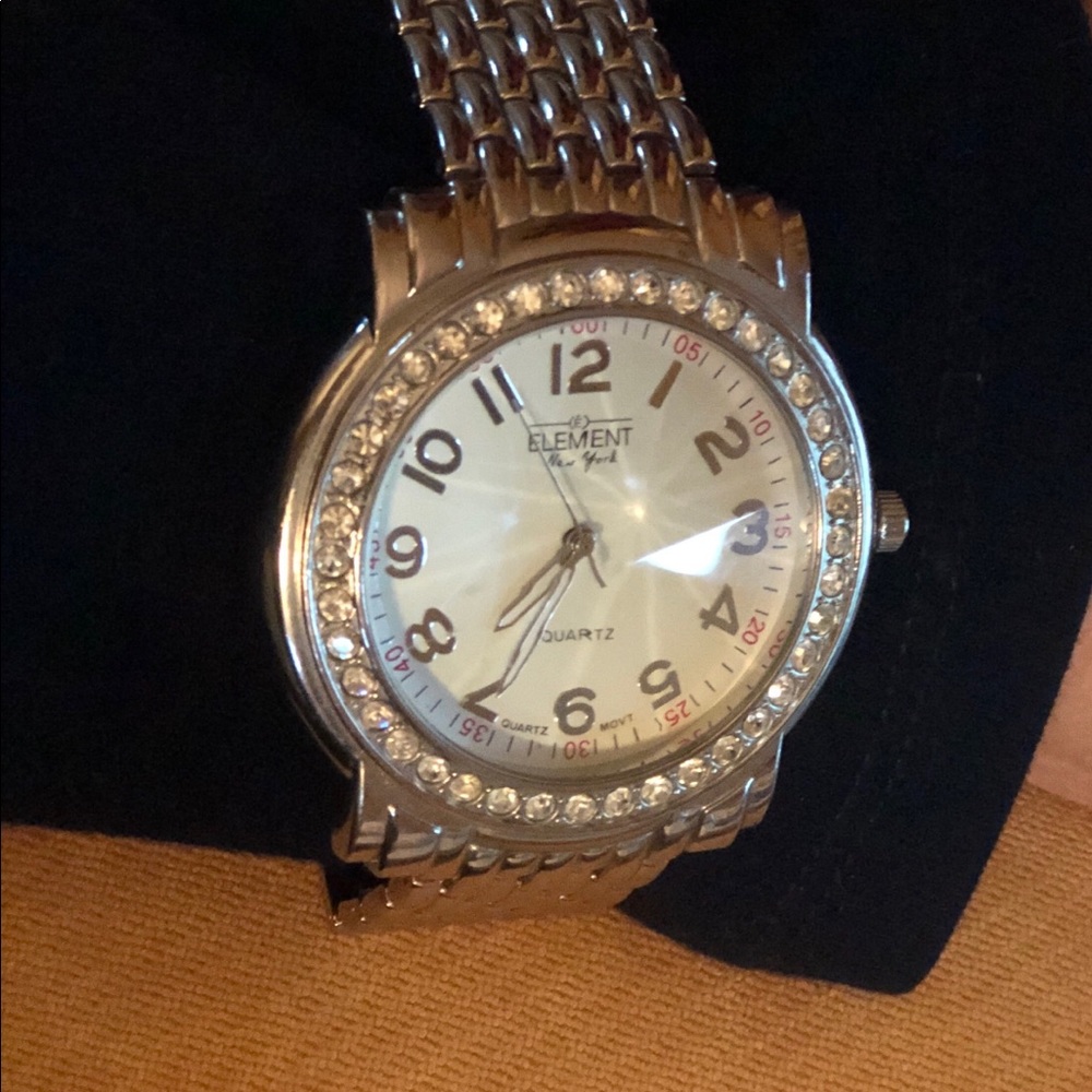 Elements Stainless Watch Oversized Rhinestone Face - image 8